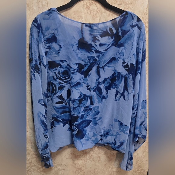 Alfani Tops - Alfani | Women's | Blue | Sheer | Floral Blouse With Attached Blue Cami | Size M
